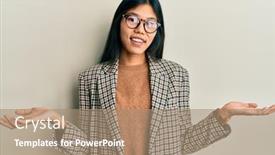  Presentation with comparison - Presentation theme having young-chinese-woman-wearing-business background and a coral colored foreground