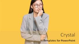  Presentation with woman business - Theme consisting of young-chinese-woman-wearing-business background and a yellow colored foreground