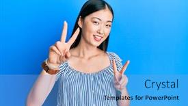  Presentation with chinese - PPT theme with young-chinese-woman-wearing-casual background and a teal colored foreground