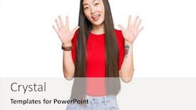  Presentation with chinese chinese - Presentation theme enhanced with young-chinese-woman-wearing-casual background and a light gray colored foreground