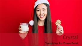  Presentation with cookies christmas - PPT layouts consisting of young-chinese-woman-wearing-christmas background and a crimson colored foreground