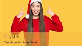  Presentation with christmas music - Amazing slide set having young-chinese-woman-wearing-christmas backdrop and a yellow colored foreground