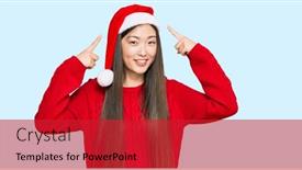  Presentation with thought - Colorful presentation theme enhanced with young-chinese-woman-wearing-christmas backdrop and a red colored foreground
