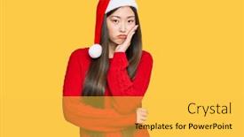  Presentation with young woman wearing boxer gloves - PPT layouts having young-chinese-woman-wearing-christmas background and a yellow colored foreground