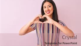  Presentation with colorful hands - Amazing PPT theme having young-chinese-woman-wearing-colorful backdrop and a coral colored foreground