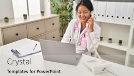  Presentation with chinese - Slide set featuring young-chinese-woman-wearing-doctor background and a light gray colored foreground