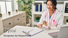  Presentation with chinese chinese - Slides with young-chinese-woman-wearing-doctor background and a soft green colored foreground