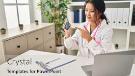  Presentation with inhaler - Slide set having young-chinese-woman-wearing-doctor background and a soft green colored foreground