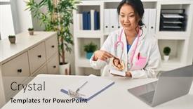  Presentation with uterus - PPT layouts having young-chinese-woman-wearing-doctor background and a soft green colored foreground