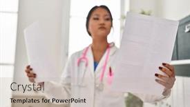  Presentation with chinese - Presentation design featuring young-chinese-woman-wearing-doctor and a soft green colored foreground