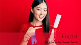 Presentation with first - Beautiful presentation theme featuring young-chinese-woman-wearing-first backdrop and a red colored foreground
