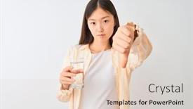  Presentation with water glass - Presentation theme having young-chinese-woman-wearing-glasses background and a lemonade colored foreground