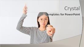  Presentation with young woman wearing boxer gloves - Amazing slide set having young-chinese-woman-wearing-glasses backdrop and a white colored foreground