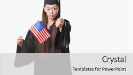  Presentation with america flag - Audience pleasing slides consisting of young chinese woman wearing graduate backdrop and a  colored foreground