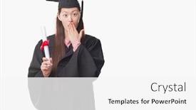  Presentation with shame - Amazing PPT layouts having young chinese woman wearing graduate uniform holding paper degree cover mouth with hand shocked with shame for mistake expression of fear scared in silence secret concept backdrop and a white colored foreground