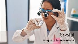  Presentation with diamond - PPT theme featuring young-chinese-woman-wearing-scientist background and a soft green colored foreground