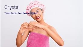  Presentation with romantic love - Colorful theme enhanced with young-chinese-woman-wearing-shower backdrop and a sky blue colored foreground