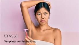  Presentation with razor - Amazing presentation theme having young-chinese-woman-wearing-shower backdrop and a coral colored foreground