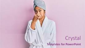  Presentation with bad breath - Colorful PPT layouts enhanced with young-chinese-woman-wearing-shower backdrop and a lemonade colored foreground