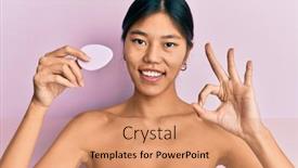  Presentation with cosmetic - Slide deck featuring young-chinese-woman-wearing-shower background and a coral colored foreground