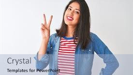  Presentation with chinese chinese - Presentation theme featuring showing fingers doing victory sign background and a light blue colored foreground