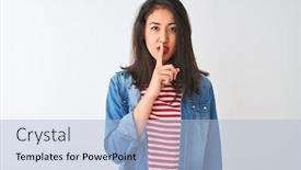  Presentation with chinese - Amazing PPT theme having young-chinese-woman-wearing-striped backdrop and a light blue colored foreground