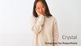  Presentation with medicina tradicional chinesa chinese herb - Presentation theme consisting of young chinese woman wearing turtleneck sweater and glasses over isolated white background thinking looking tired and bored with depression problems with crossed arms background and a lemonade colored foreground