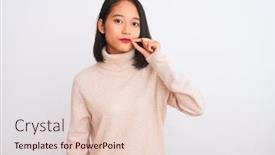  Presentation with lips mouth - Colorful slide set enhanced with young-chinese-woman-wearing-turtleneck backdrop and a lemonade colored foreground