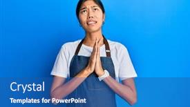  Presentation with praying hands - Cool new presentation with young-chinese-woman-wearing-waiter backdrop and a ocean colored foreground