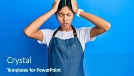  Presentation with waiter - Presentation consisting of young-chinese-woman-wearing-waiter background and a ocean colored foreground