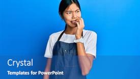  Presentation with young woman wearing boxer gloves - Theme with young-chinese-woman-wearing-waiter background and a ocean colored foreground