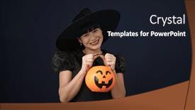  Presentation with halloween - PPT theme enhanced with young-chinese-woman-wearing-witch background and a wine colored foreground