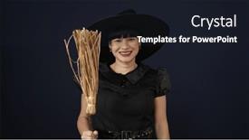  Presentation with costume - PPT theme consisting of young-chinese-woman-wearing-witch background and a wine colored foreground