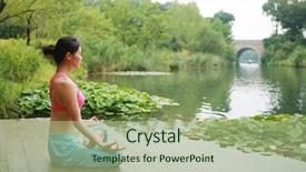  Presentation with chinese chinese - Slides enhanced with young chinese women doing yoga background and a mint green colored foreground