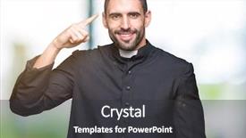  Presentation with great idea - Audience pleasing theme consisting of young christian priest over isolated backdrop and a dark gray colored foreground