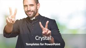  Presentation with christian - Cool new slides with young christian priest over isolated backdrop and a dark gray colored foreground