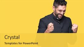  Presentation with christian - Beautiful PPT theme featuring young christian priest over isolated backdrop and a yellow colored foreground