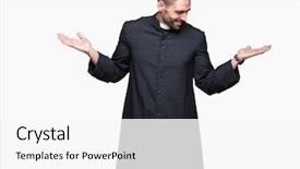  Presentation with christian - Colorful PPT theme enhanced with young christian priest over isolated backdrop and a white colored foreground