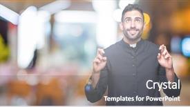  Presentation with christian missionary - Slide deck featuring young christian priest over isolated background and a gray colored foreground