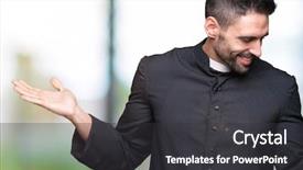  Presentation with christian - Cool new theme with young christian priest over isolated backdrop and a dark gray colored foreground