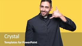  Presentation with christian - Amazing slide deck having young christian priest over isolated backdrop and a dark gray colored foreground