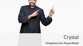  Presentation with christian templar knight looking - Colorful presentation design enhanced with young christian priest over isolated backdrop and a white colored foreground