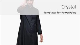  Presentation with christian - Presentation design with young christian priest over isolated background and a white colored foreground