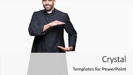  Presentation with christian - Audience pleasing presentation design consisting of young christian priest over isolated backdrop and a white colored foreground