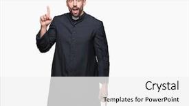  Presentation with christian - Slide deck enhanced with young christian priest over isolated background and a white colored foreground