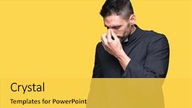  Presentation with christian seminary - Cool new PPT theme with young christian priest over isolated backdrop and a yellow colored foreground