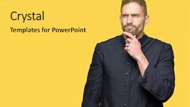  Presentation with christian eucharist - Amazing presentation design having young christian priest over isolated backdrop and a yellow colored foreground