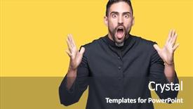  Presentation with christian - Presentation theme consisting of young christian priest over isolated background and a dark gray colored foreground