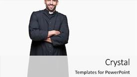  Presentation with christian - Cool new slide set with young christian priest over isolated backdrop and a white colored foreground