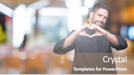  Presentation with christian love - Amazing PPT theme having young christian priest over isolated backdrop and a coral colored foreground